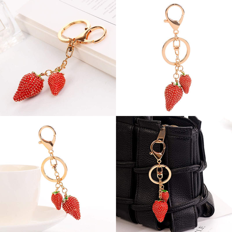 Grtdrm Lovely Fruits Shape Crystal Rhinestone Sparkling Keychain Bag Pendant Handbag Charm for Women Girls - BeesActive Australia