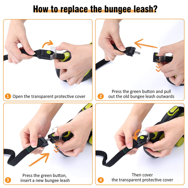 Retractable Dog Leash, Pecute 360° Tangle-Free Dog Leash Retractable, Heavy Duty Retractable Dog Leash with Protective Bungee, Easy One Button Brake & Lock, Great for Small to Large Dogs, 16ft/5m - BeesActive Australia