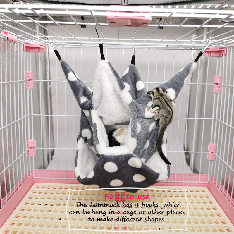 LEFTSTARER Triple-Layer Sugar Glider Hammock, Small Pet Cage Hammock, Sugar Glider Cage Accessories Hamster Bedding Small Animals Bed for Chinchilla Parrot Ferrets Rat Playing Sleeping Grey - BeesActive Australia
