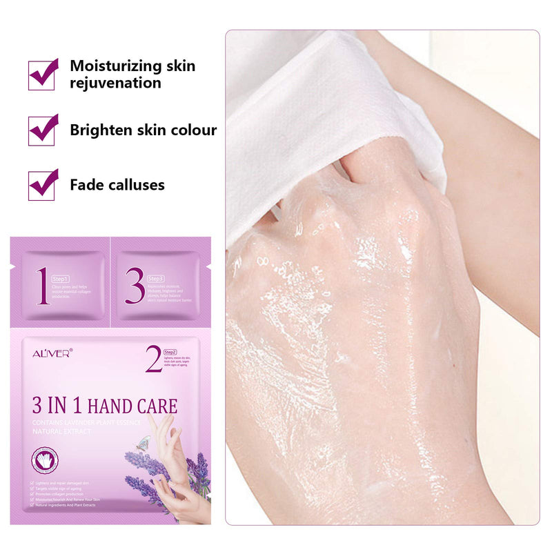3 Pairs Lavender 3 In 1 Hands Moisturizing Gloves, Hand Care Mask, Repair Rough Remove Dead Skin, for Dry, Aging, Cracked Hands - BeesActive Australia