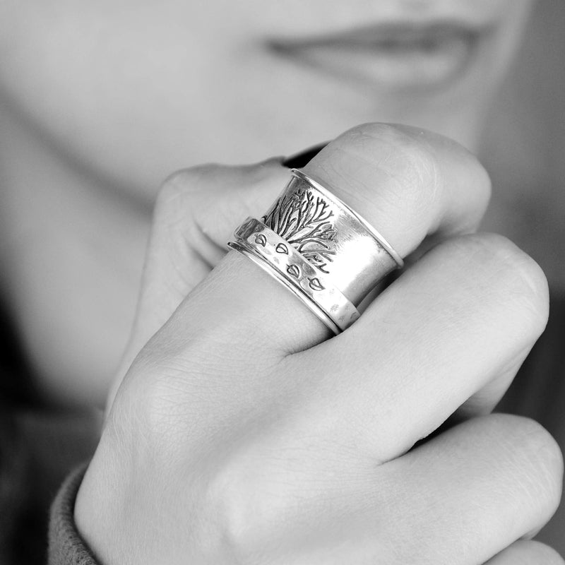 Boho-Magic 925 Sterling Silver Spinner Ring for Women Fidget Anxiety Relief Ring Band Tree of Life 6 - BeesActive Australia