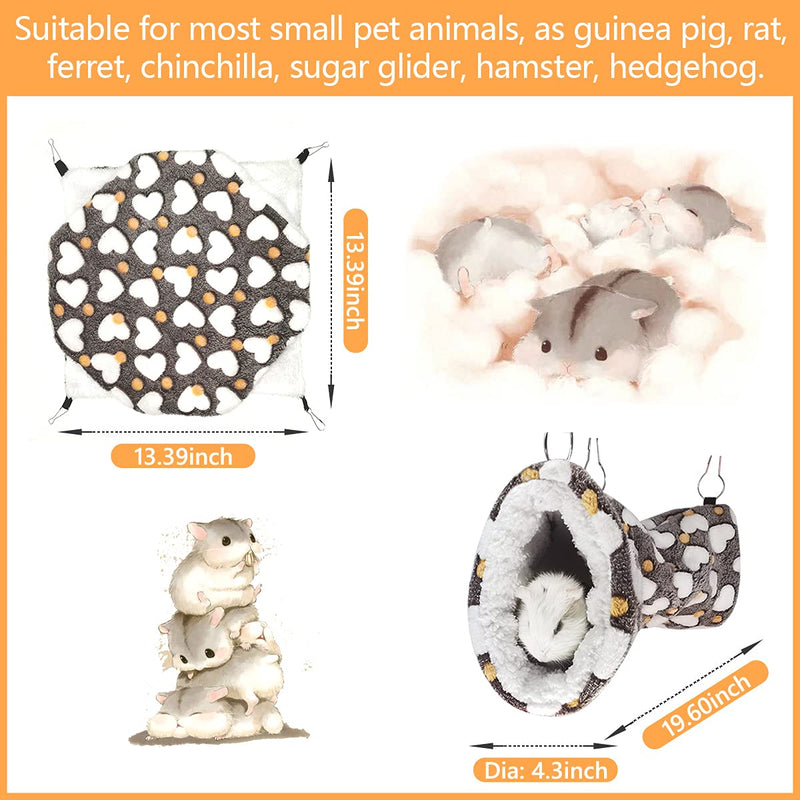 LEFTSTARER Guinea Pig Ferret Rat Hammock Toy Small Animal Cage Accessories Hideout Tunnel & Bunkbed Hammock for Rat Ferret Guinea Pig Hamster Sugar Glider Chinchilla Heart-Brown - BeesActive Australia