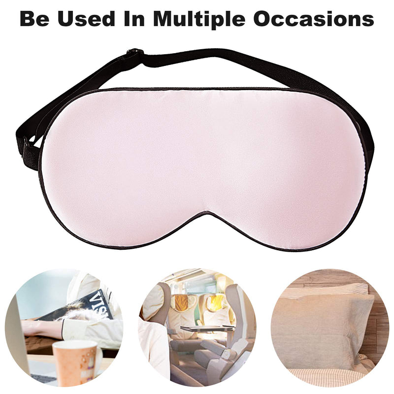 Silk Sleep Mask & Blindfold, Summer Cool, Mulberry Silk Eye Mask with Elastic Strap Relieving Eye Fatigue and No Stimulation, Soft Eye Cover Eyeshade for Night Sleeping, Nap & Travel (Pink) Pink - BeesActive Australia