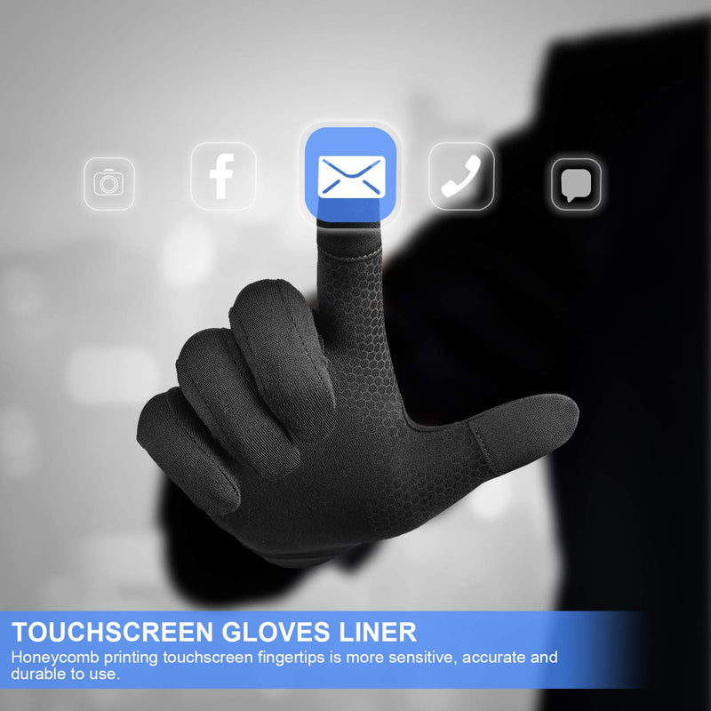 [AUSTRALIA] - MCTi Glove Liner Touch Screen Lightweight for Winter Running Texting Black Large 