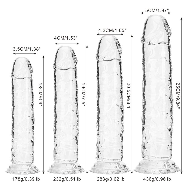 Realistic Dildo, Liquid Silicone Lifelike Huge Penis with Strong Suction Cup for Hands-Free Play, Flexible Cock with Curved Shaft and Balls for Vaginal G-spot and Anal Play (Transparent, 6.3 inches) transparent - BeesActive Australia