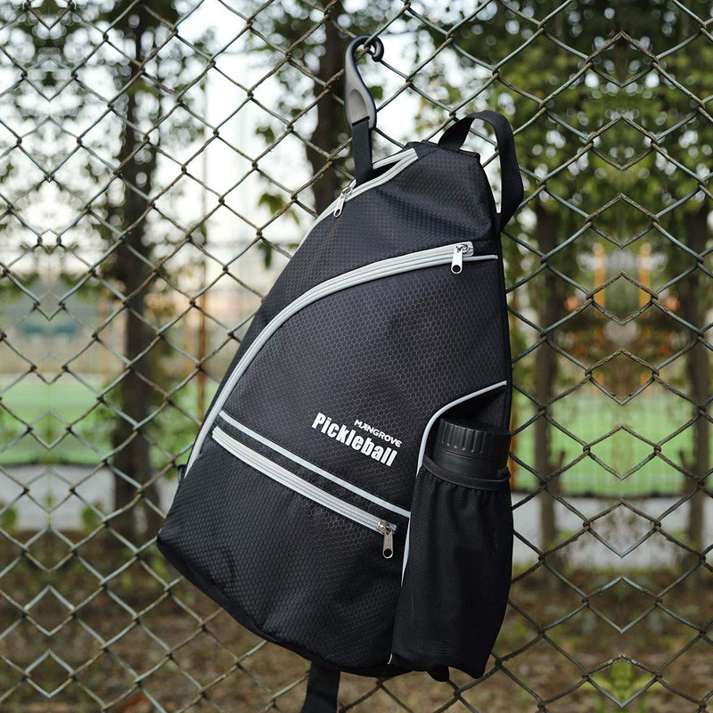 Mangrove Pickleball Bag, Men's & Women's Pickleball Backpack, Adjustable Sling Bag with Fence Hook/Upgraded Capacity/Safety Pocket/Water Bottle Holder - 2020 Pickle Ball Paddle Bag Black (balls not included) - BeesActive Australia