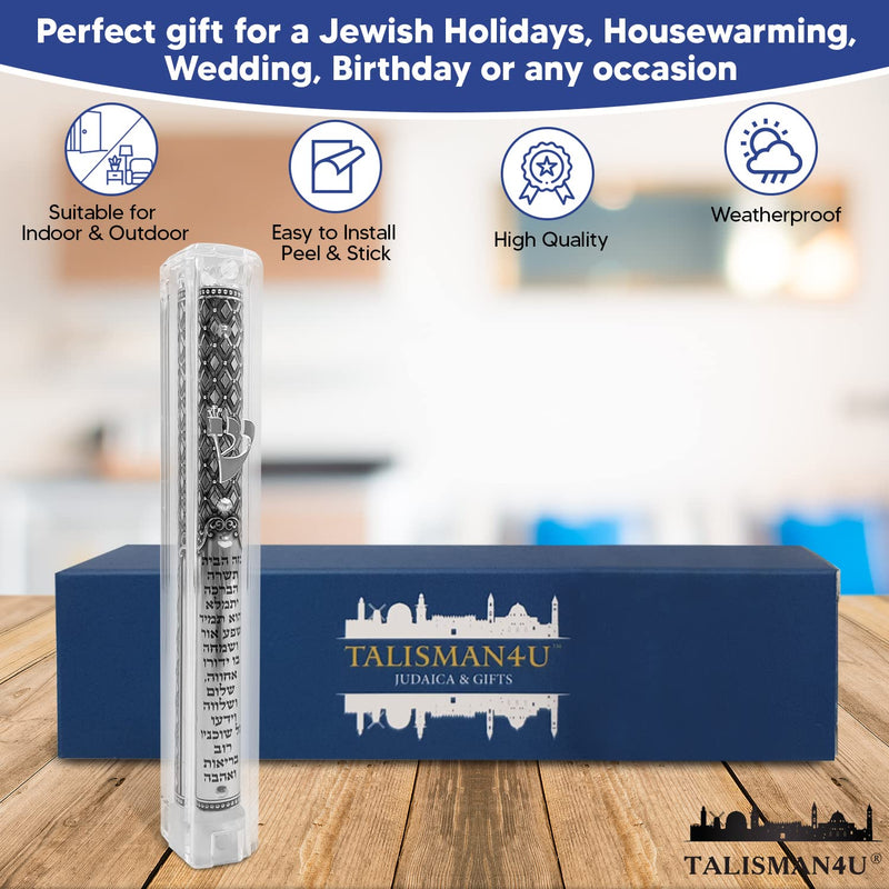 TALISMAN4U Transparent Jewish Mezuzah Case with Scroll Hebrew Home Blessing Silver Ornament Classic Israel Judaica Door Mezuza 5 Inch - BeesActive Australia