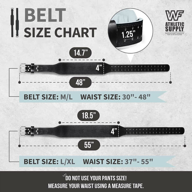 CAPHAUS Leather Weightlifting Belt, Heavy Duty Pro Leather Belt with Adjustable Buckle - Stabilizing Lower Back Support 4 Inches Wide Great for Weightlifting, Bodybuilding, Cross Training & Injury Prevention a. M/L (Waist Size: 30 - 48) - BeesActive Australia