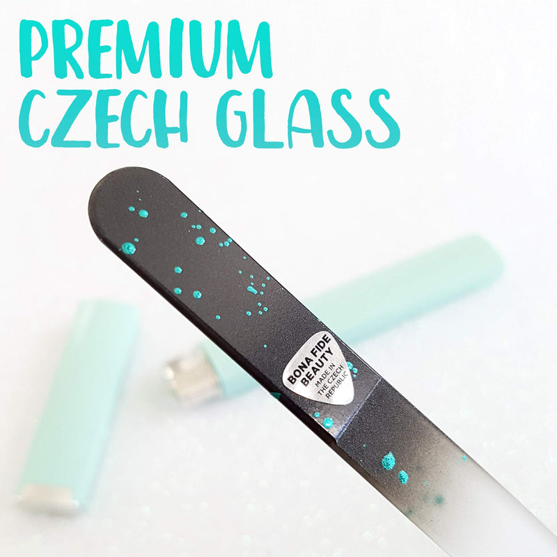 Manicure Glass Nail File with Case for Gentle, Precision Filing, Expertly Shape Nails & Enjoy a Smooth Finish - Bona Fide Beauty Pastel Premium Czech Glass File - BeesActive Australia