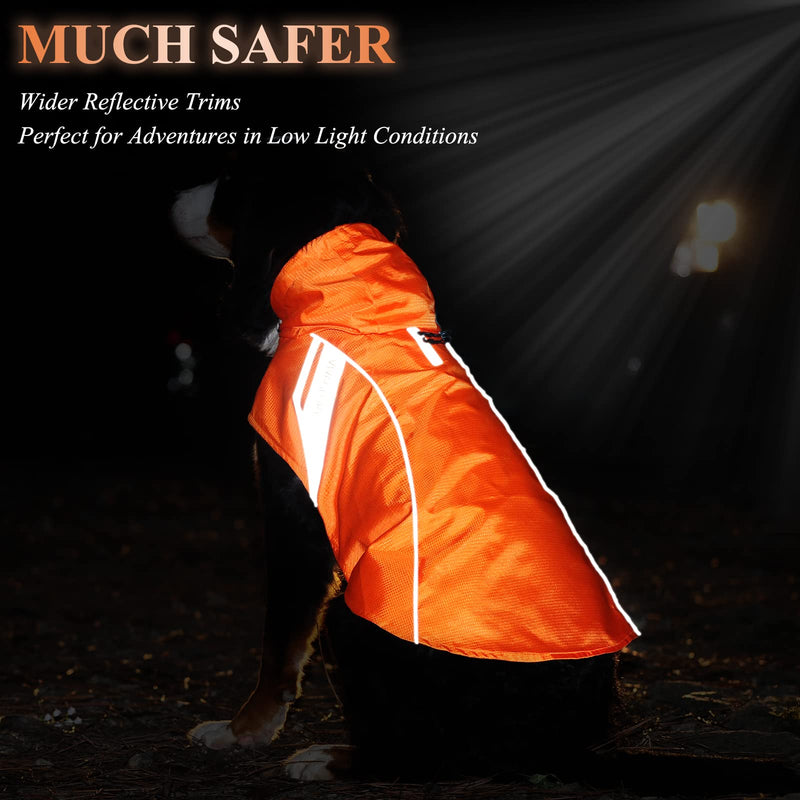 VIVAGLORY Dog Raincoat for Small Medium Large Dogs, Easy on & Off Pet Rain Clothes with Storage Bag, Reflective Lightweight Breathable Dogs Safety Vest Jackets for Outdoor Adventures, Walking, Hunting M (22"-26" chest girth) Orange - BeesActive Australia