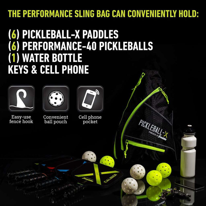 [AUSTRALIA] - Franklin Sports Pickleball Bag - Men's and Women's Pickleball Backpack - Adjustable Sling Bag - Official Bag of U.S Open Pickleball Championships - Black/Optic, Black/Green 