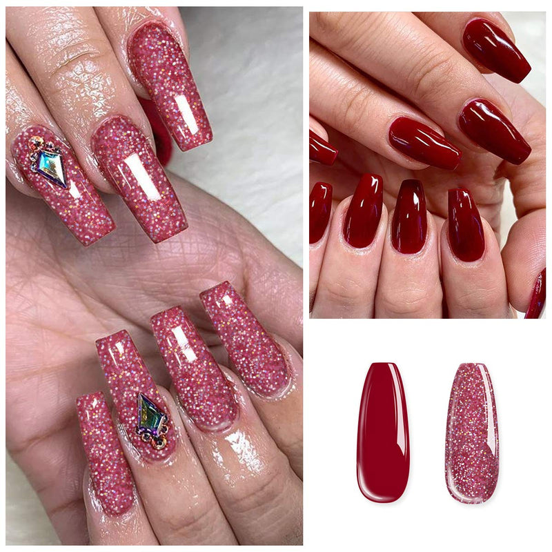 Saviland Different Poly Gel Nails Kit, 30ml Glitter Nail Builder Gel Color Changing Quick Building Extension Glue Red Acrylic Nail Manicure Set 7-without tools - BeesActive Australia