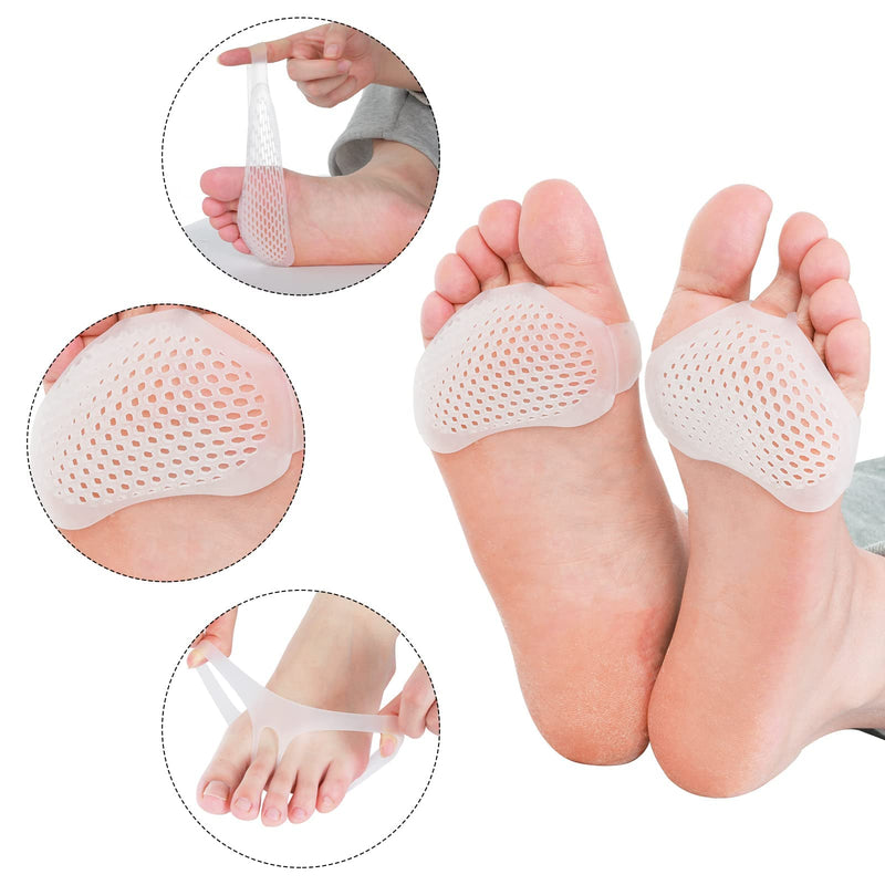Sibba Foot Pads Cushions 4 Pairs Elastic Silica Gel Bottom Heels Feet Protector Inserts Callus Metatarsal Pain Relief Bunion Forefoot Cushioning - BeesActive Australia
