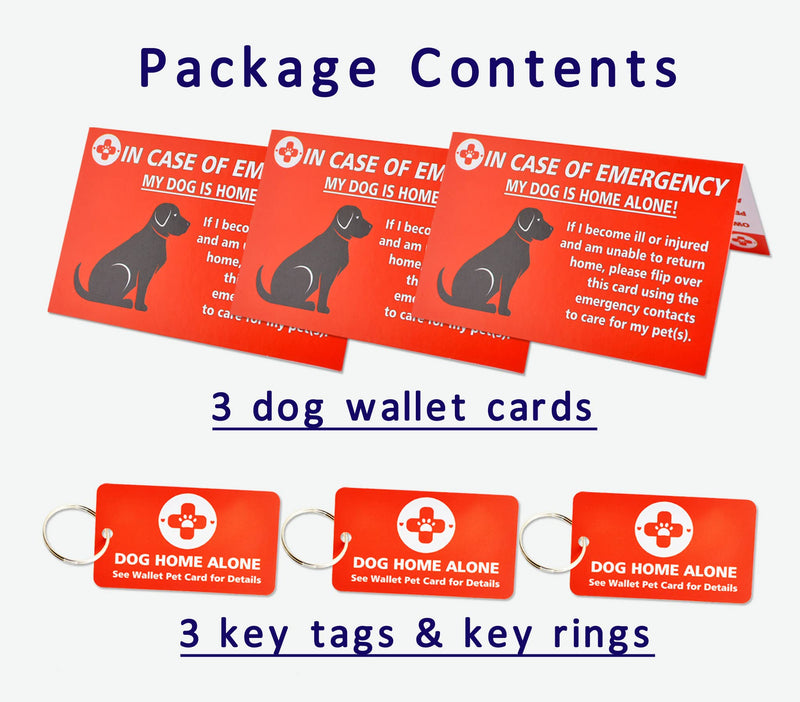 CloceanBrand My Dogs are Home Alone Alert Key Tag Keychain Emergency Contact Wallet Card Folded - 2 Writable Back Sides (Dog Emergency Wallet Card & Tag)… Dog Emergency Wallet Card & Tag - BeesActive Australia