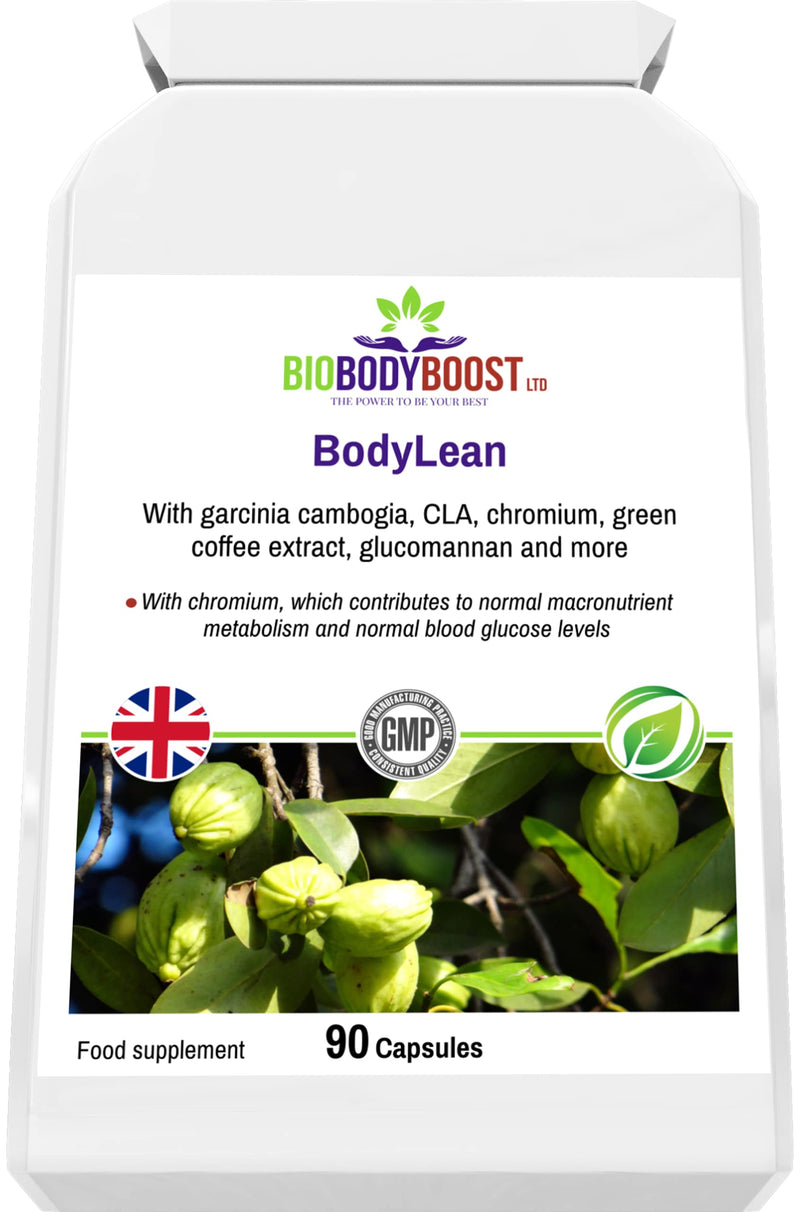 BodyLean | Garcinia Cambogia, CLA, Chromium, Green Coffee Extract, Glucomannan and More | Normal Macronutrient Metabolism, Normal Blood Sugar Levels | 90 Vegetarian Capsules - BeesActive Australia