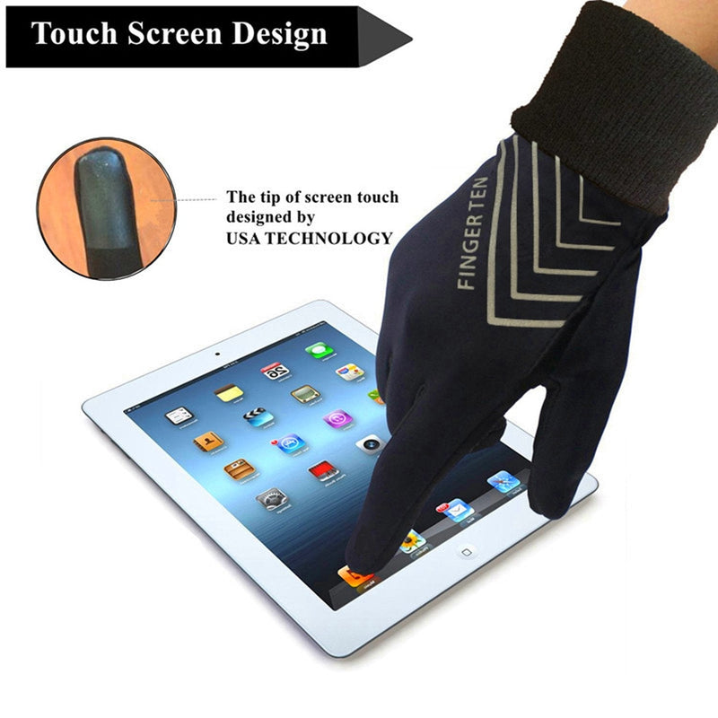 Winter Gloves Men Women Running Cycling Warm Touch Screen with Free Earband Pack Black X-Large - BeesActive Australia