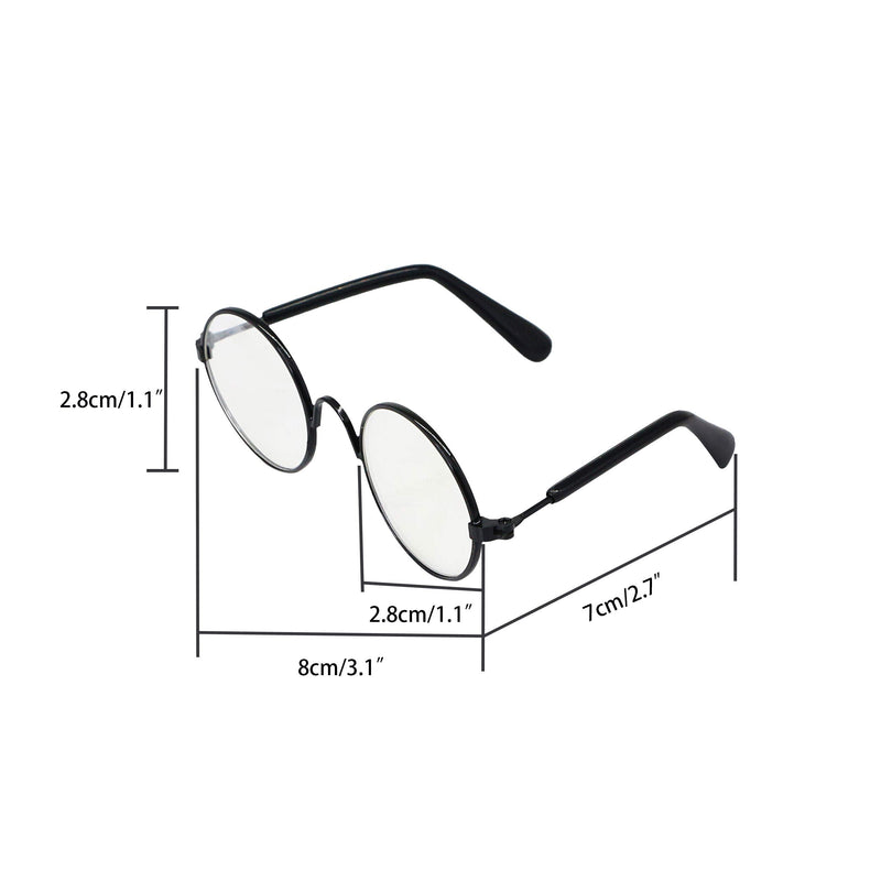 YAODHAOD Pet Sunglasses Classic Retro Circular Metal Prince Sunglasses Funny Cute Puppy Cat Teacher Bachelor Cosplay Glasses Pet Photos Props for Small Dog Cat Transparent - BeesActive Australia