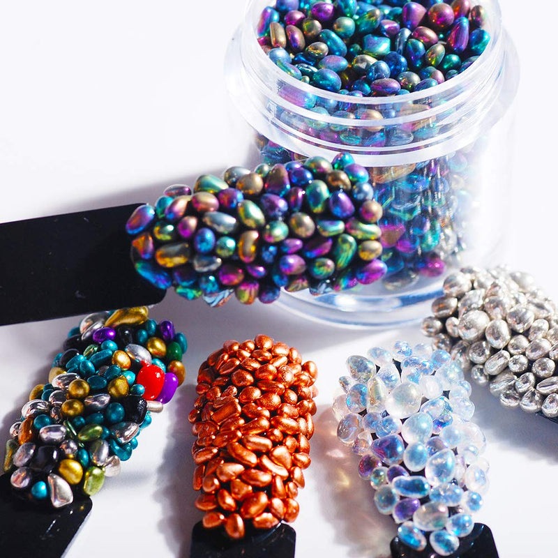 Hisenlee 5 Bottles 3D The Shape Of Small Round Stone Colorful Nail Art Rhinestones Crystal Gem Nail Art Jewelry - BeesActive Australia