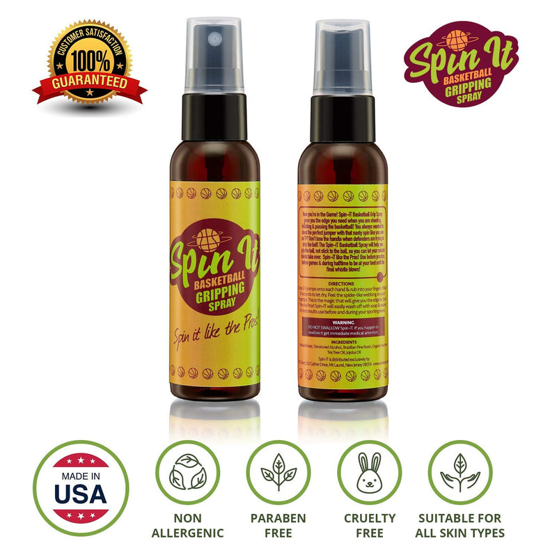 Spin-iT Basketball Hand Grip Spray | Better Grip for Indoor Basketball & Outdoor Basketball | Compliment to all your Basketball Accessories | Essential in Basketball Training for Youth Basketball 2 oz - BeesActive Australia