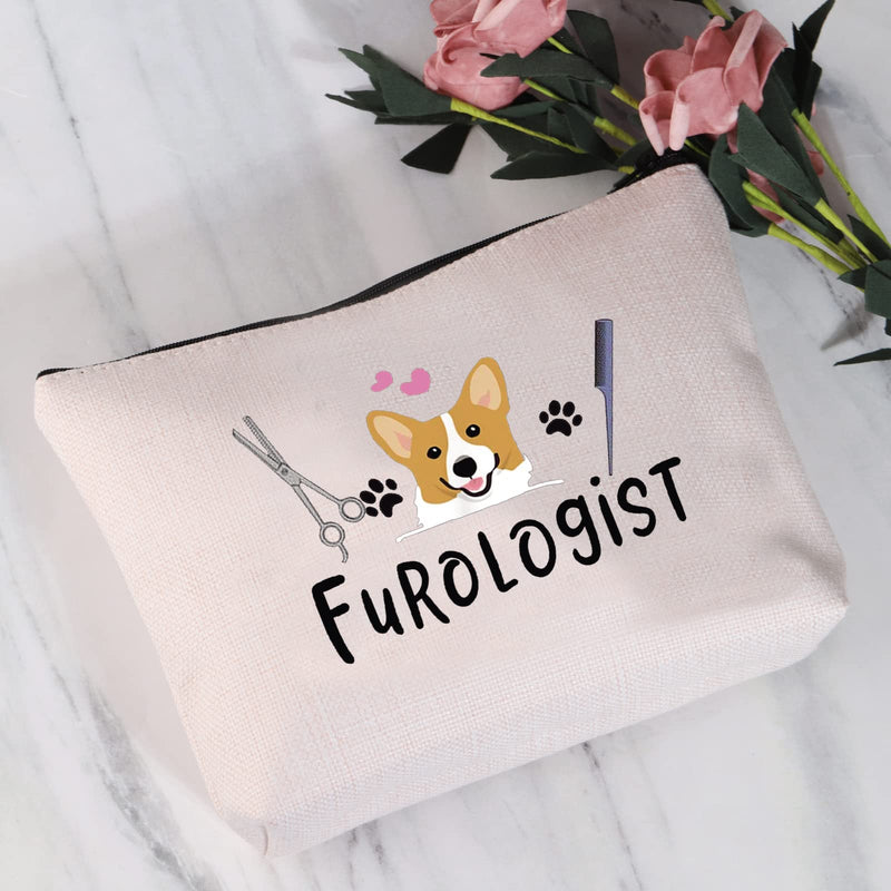 JYTAPP Furologist Funny Puppy Stylist Cute Dog Groomer Cosmetic Bag Dog Groomer Survival Kit Makeup Zipper Pouch Bag Pet Grooming Gifts BEIGE - BeesActive Australia