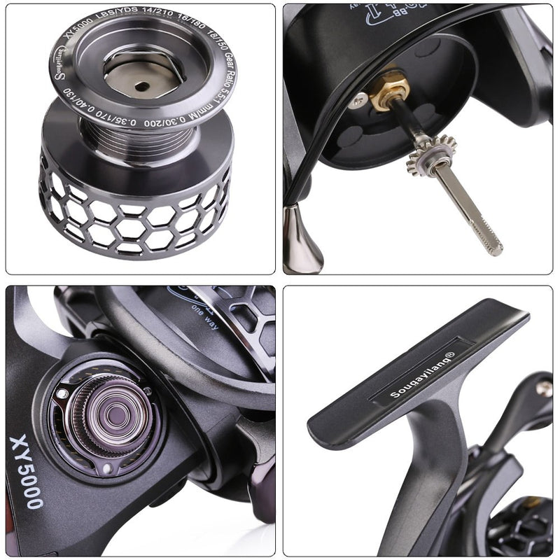 [AUSTRALIA] - Sougayilang Fishing Reel 13+1BB Light Weight Ultra Smooth Aluminum Spinning Fishing Reel with Free Spare Graphite Spool XY1000 
