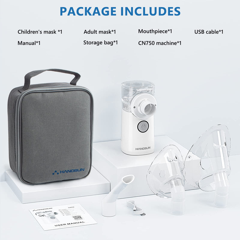Hangsun Portable Mesh Mist Machine Silent Inhaler CN750 for Kids and Adult, with Storage Bag for Travel and Home Use - BeesActive Australia