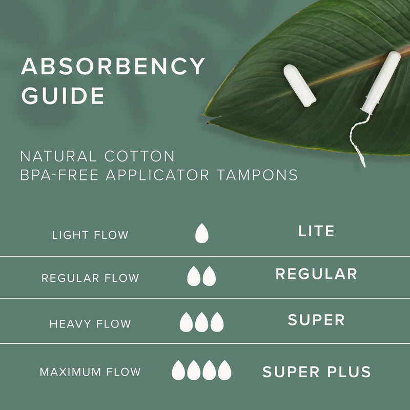 Veeda 100% Natural Cotton Compact BPA-Free Applicator Tampons Chlorine, Toxin and Pesticide Free, Super, 16 Count - BeesActive Australia