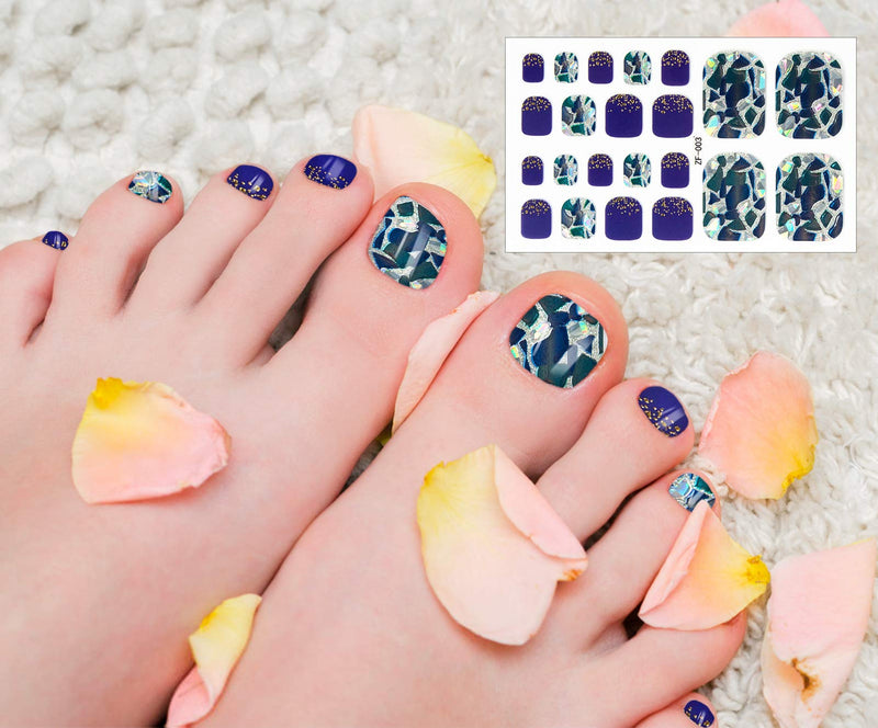 5 Sheets Toenail Polish Strips 3D Toe Nail Art Stickers Decal Glitter Color Nails Wraps Self-adhesive False Nails with Nail File for Women and Girls Purple - BeesActive Australia
