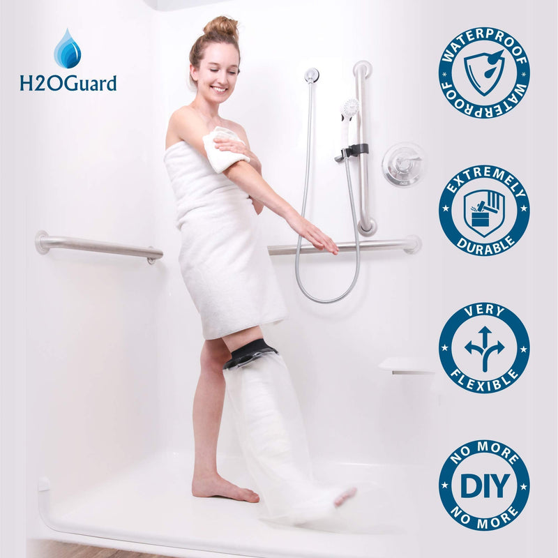 Waterproof Leg Protector for Cast and Bandage with a Hygiene Mitt - Adult Half-Leg Design for Shower or Bath by H2OGuard - BeesActive Australia