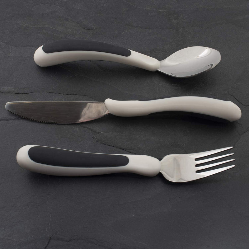 NRS Healthcare M80270 Kura Care Adult Cutlery Set, Easy Grip Set, Black & White Single - BeesActive Australia