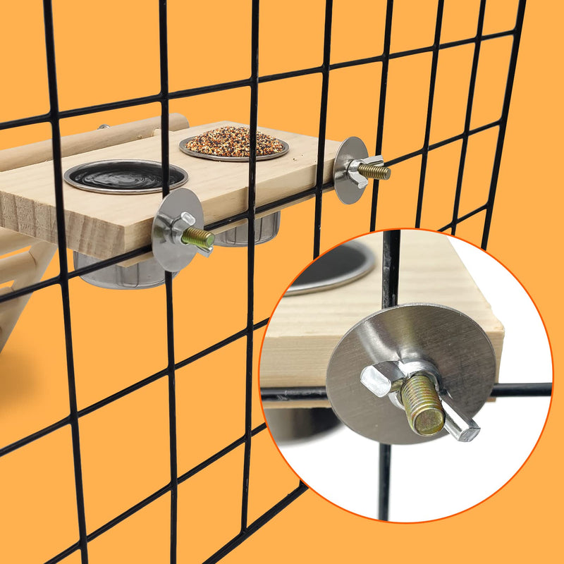 Tfwadmx Bird Food Stainless Steel Cups Wooden Perch Stand Hanging Feeder Bowls Feeding and Watering Supplies for Parakeets Conures Cockatiels Budgie Parrot - BeesActive Australia