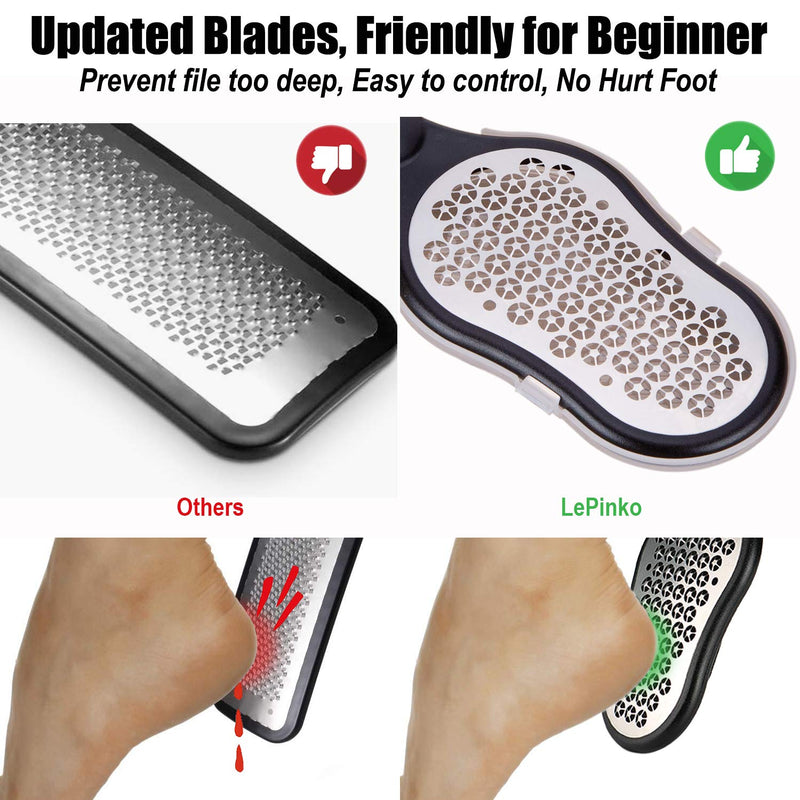 LePinko Foot Scrubber Set, Updated Blades, No Hurt Feet File, Powerful Pedicure Tool to Remove Callus and Dead Skin, Use in Shower or Dry, 2PCS - BeesActive Australia