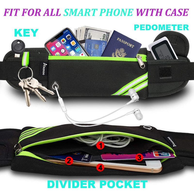 Slim Running Belt Fanny Pack,Waist Pack Bag for Hiking Fitness Cycling Workout Gym,Reflective Runners Belt Jogging Pocket Belt Compatible with iPhone13,12 pro, Travelling Money Phone Holder for Running Black - BeesActive Australia