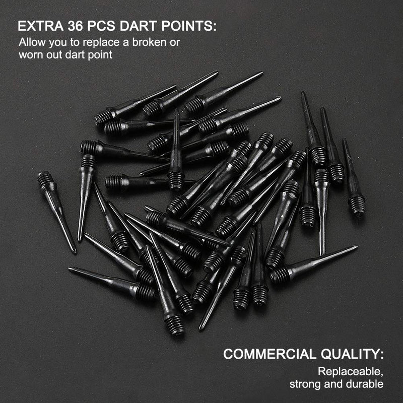 [AUSTRALIA] - Accmor 12 Pcs Soft Tip Darts, 14g Plastic Tipped Dart, Attach Extra 36 Black 2BA Replacement Tips, Soft Tip Darts for Electronic/Plastic Dartboard. 