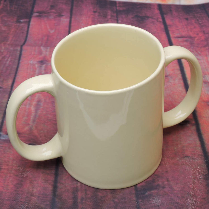 Dual Handle Mug | Two Handled Ceramic Drinking Mug for Secure Hold | 11.83 Fl. Oz. (350 Ml) - Yellow Color - BeesActive Australia