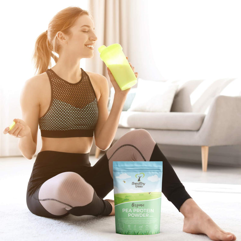 Organic Pea Protein Powder - European Vegan Protein Powder by TheHealthyTree Company for Muscle Growth & Recovery - Non-GMO, Keto and Gluten-Free - Natural Unflavoured Pea Protein (600g) 600 g (Pack of 1) - BeesActive Australia