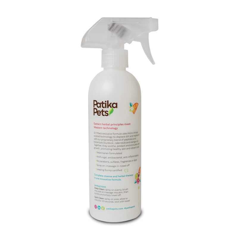 Patika Pets | Botanical Cleanser for Dogs & Cats, Waterless Shampoo & Gentle Conditioner Spray, No Rinse Formula, Paraben Free, Natural Ingredients for Sensitive Itchy Skin - 16.2oz - BeesActive Australia