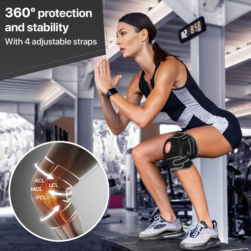 Dr. Brace ELITE Knee Brace with Side Stabilizers & Patella Gel Pads for Maximum Knee Pain Support and fast recovery for men and women-Please Check How To Size Video (Large, Mercury) Large - BeesActive Australia