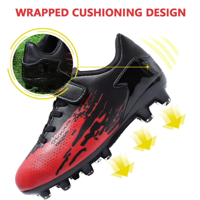 ziitop Kids Soccer Shoes for Boys Girls Youth Football Cleats Outdoor & Indoor Baseball Shoes, Lightweight Breathable Conical Studs, Running & Training for Students (Little Kids/Big Kids) 4 Big Kid Blackred - BeesActive Australia