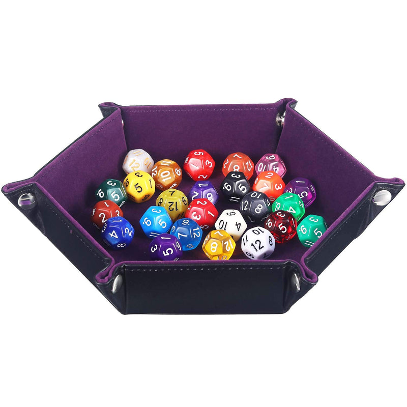 [AUSTRALIA] - TecUnite 25 Pieces Polyhedral Dice Set with Black Pouch for DND RPG MTG and Other Table Games with Random Multi Colored Assortment (Assorted Color, 12 Sides) Assorted Color 