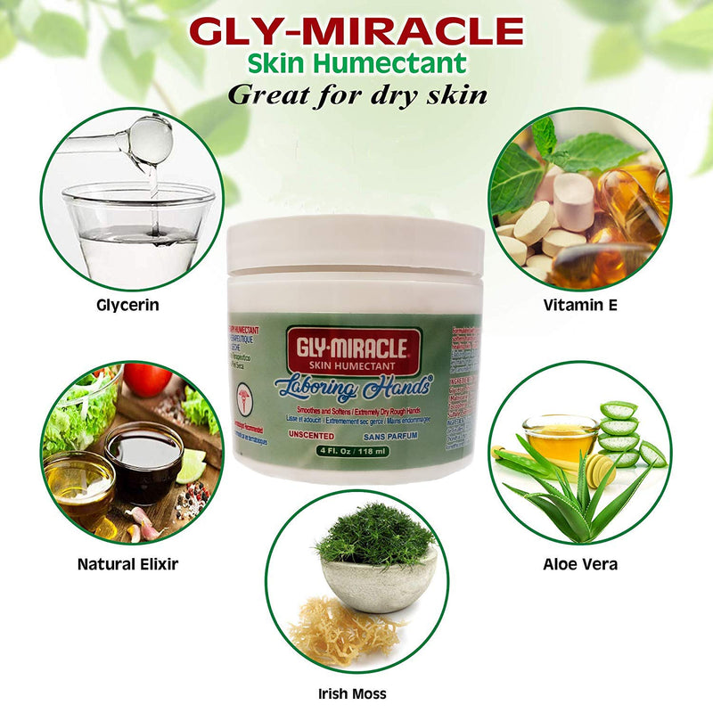 GLY MIRACLE Laboring Hands Skin Humectant 4 oz Gel Hand Cream Protective Layer Locks Intense Moisture to Repair Extremely Dry Cracked Callous Hands & Cuticles; Smoothes & Softens; Unscented - BeesActive Australia