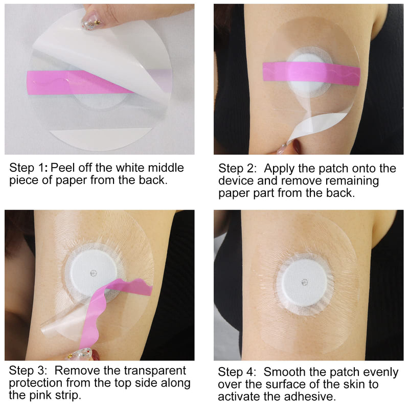 Freestyle Libre Sensor Covers 40Pack Waterproof Libre 1 2 3 Sensor Patches-Transparent CGM Patches Without Glue in The Center-Enlite-Guardian-Freestyle Libre 14 Day Sensor Patches 40 Count (Pack of 1) Pink - BeesActive Australia