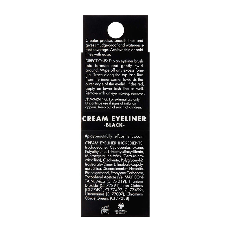 e.l.f. Cream Eyeliner, Water-Resistant Smudge-Proof, Black , 0.17 Ounce - BeesActive Australia