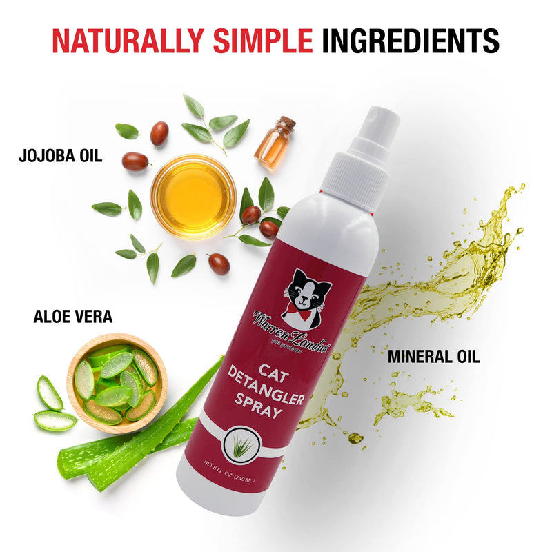 Warren London Cat Detangler Spray for Matted Hair | Leave in Conditioner Pet Detangling Spray That Demattes & Refreshes | Use with Cat Brush or Grooming Glove | Made in USA - BeesActive Australia