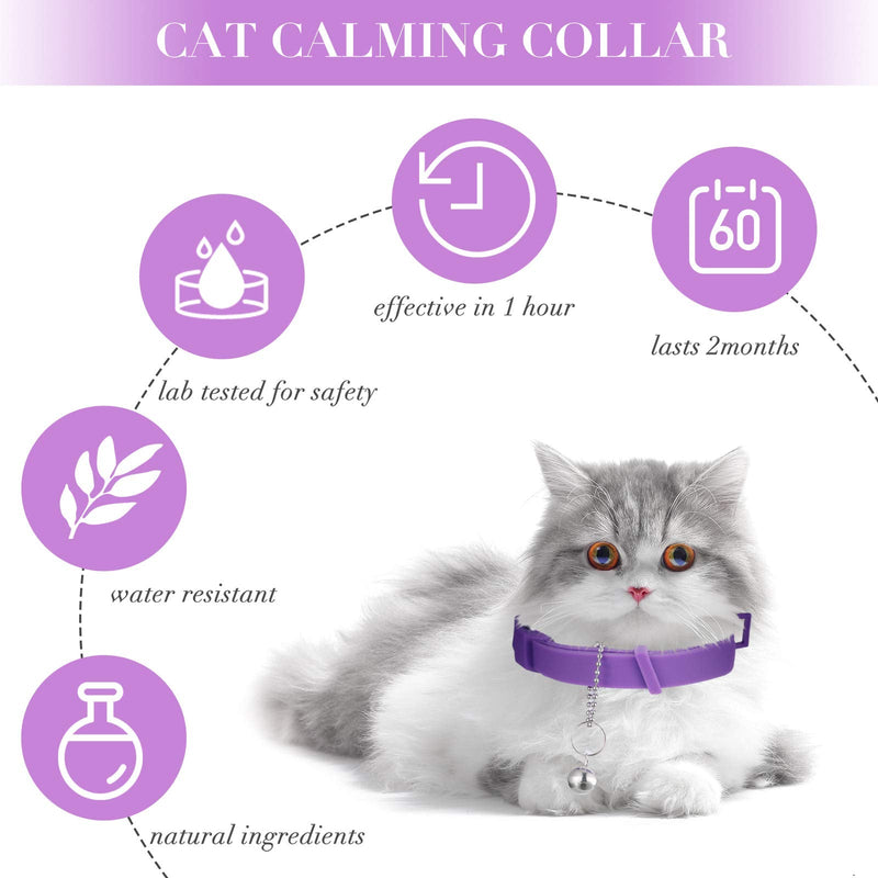 4 Pieces Cat Calming Collars Adjustable Cat Pheromones Calming Collars with 4 Bells Reducing Anxiety for Pets Suitable for Small Medium and Large Cats (15 Inches) - BeesActive Australia