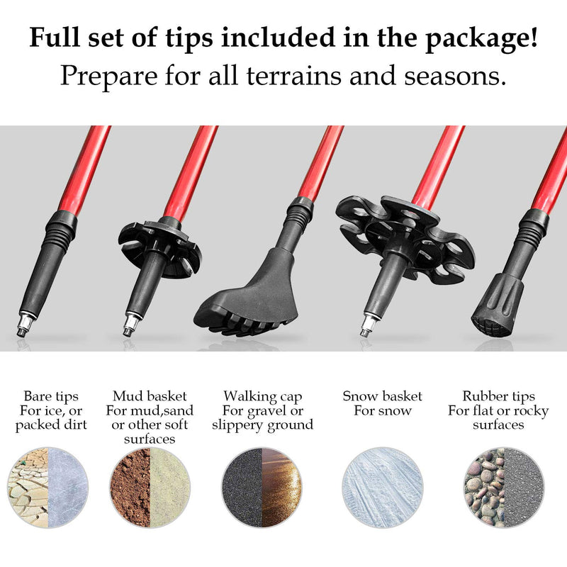TheFitLife Trekking Poles Accessories Set - Rubber Replacement Pole Tip Protectors Fit Most Standard Hiking, Walking Poles with 11mm Hold Diameter - BeesActive Australia
