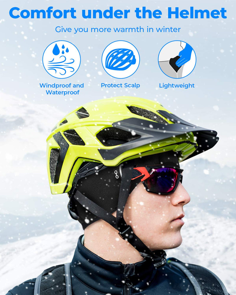 Techjayse Skull Cap Helmet Liner- Winter Thermal Cycling Hat with Ear Cover Glasses Holes- for Men Women Black - BeesActive Australia