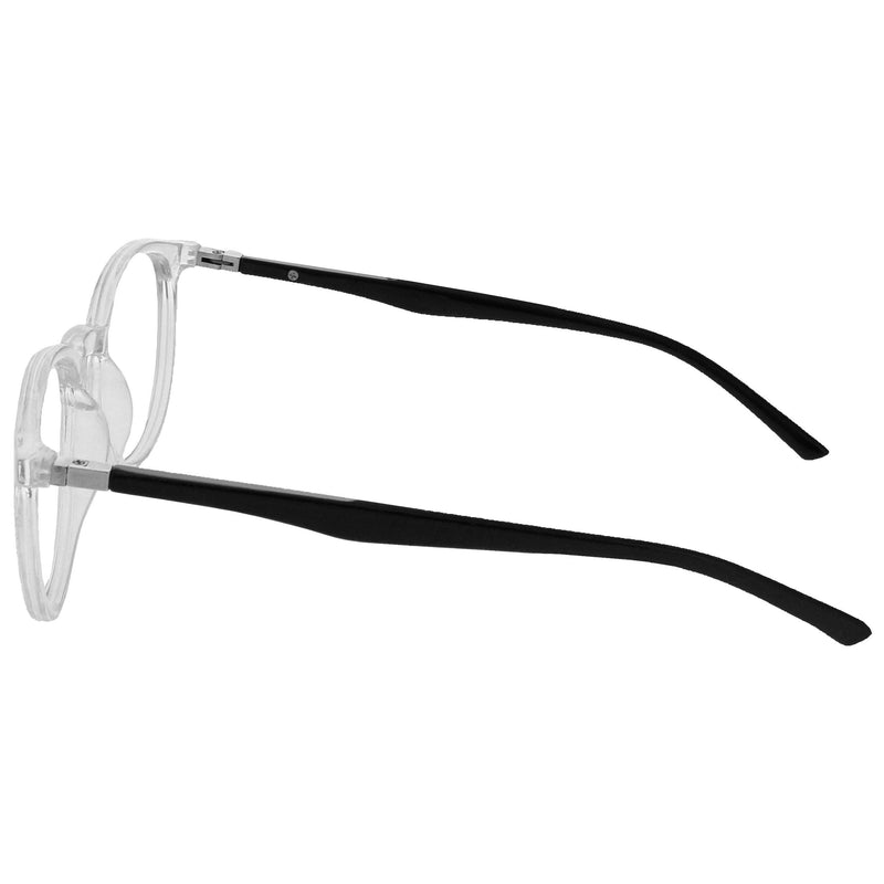 Opulize Met Clear Black Reading Glasses Large Round Comfortable Mens Womens Spring Hinges R60-C +0.00 +0.00 Magnification Clear Front With Black Arms - BeesActive Australia
