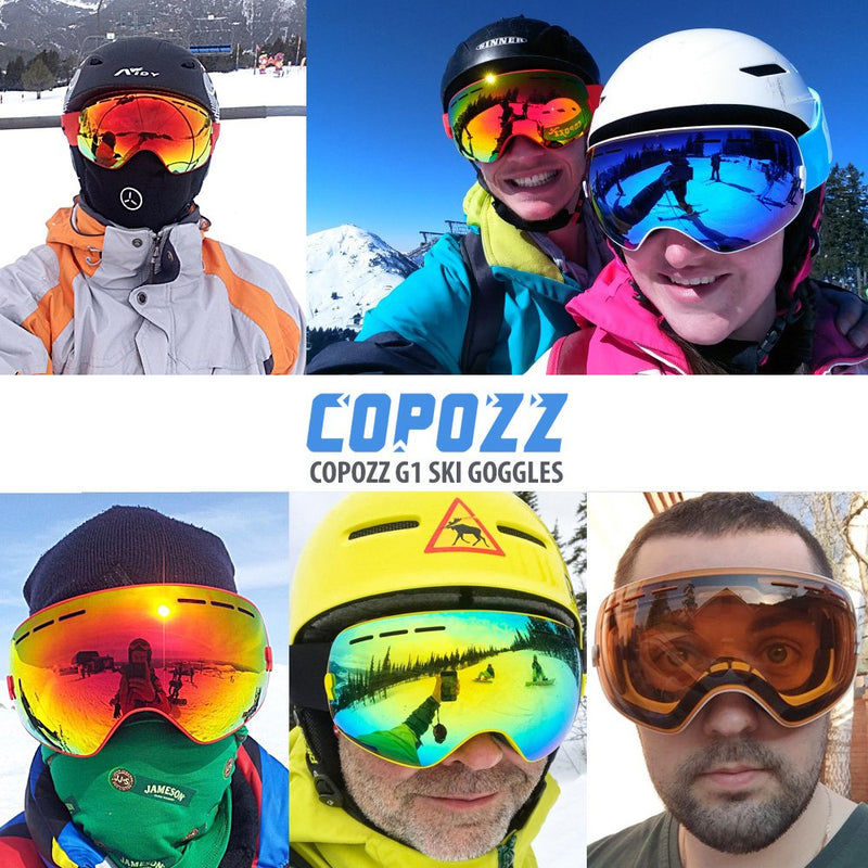 COPOZZ Ski Goggles, OTG Snowboard Goggles Anti Fog UV Protection Polarized Lens G1 Goggle - Red Red (Vlt 20.5%) - BeesActive Australia