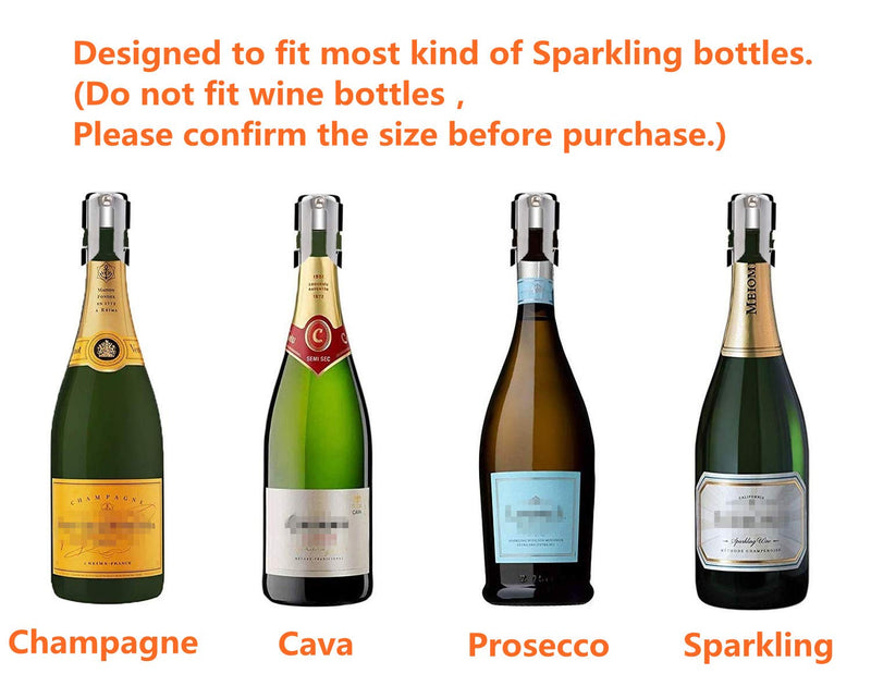 Champagne Sealer Stopper, BGMAX 3 Pack Stainless Steel Sparkling Wine Bottle Plug Sealer Set with a Longer Sealing Plug, Gifts Accessories for Champagne - BeesActive Australia